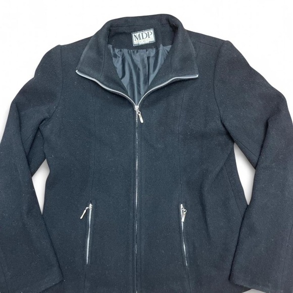 Mario De Pinto Jackets & Blazers - Mario De Pinto Black Wool Blend Full Zip Jacket Made in USA Stand Collar